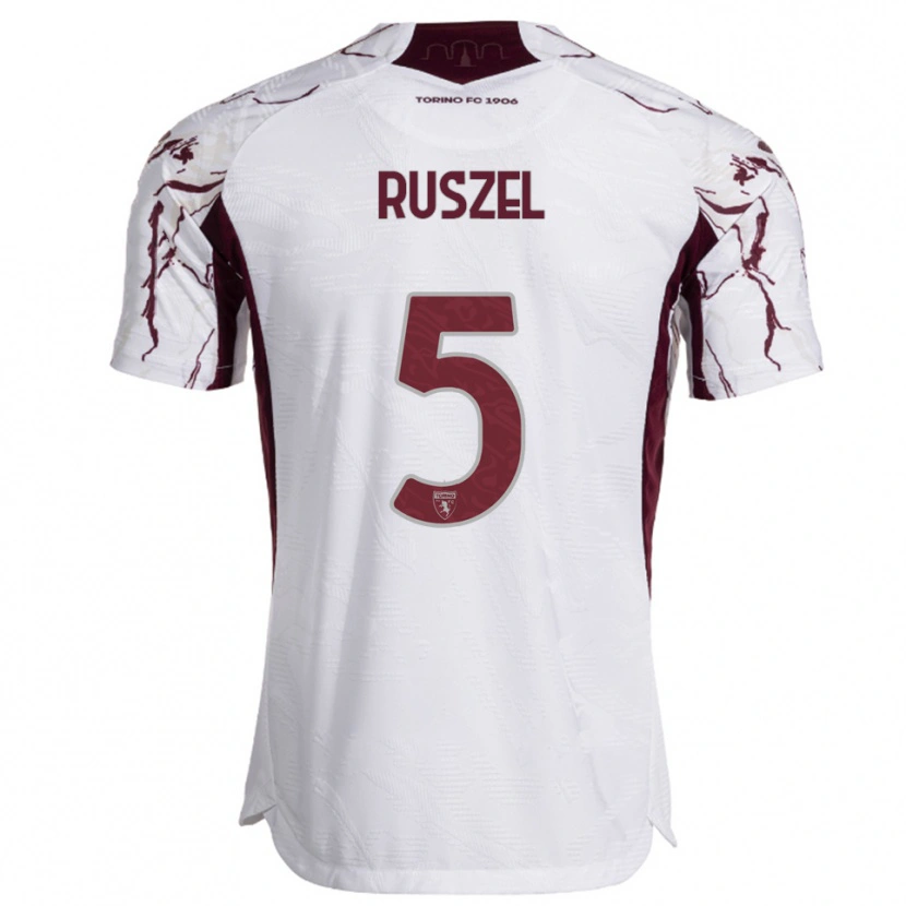 Danxen Kinder Marcel Ruszel #5 Weiß Burgunderrot Auswärtstrikot Trikot 2025/26 T-Shirt Österreich