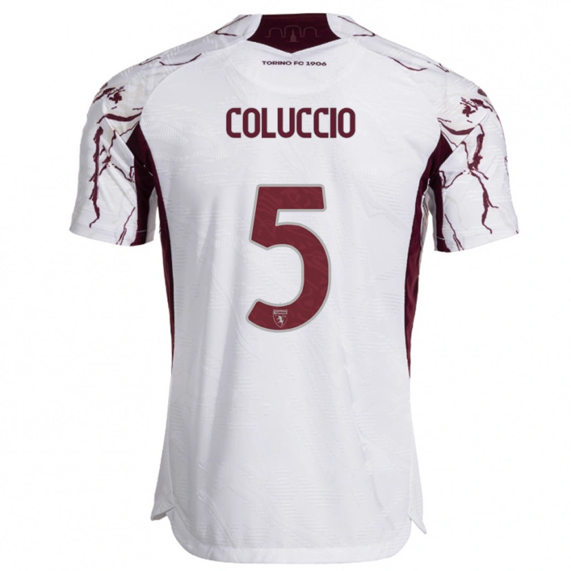 Danxen Kinder Francesca Coluccio #5 Weiß Burgunderrot Auswärtstrikot Trikot 2025/26 T-Shirt Österreich