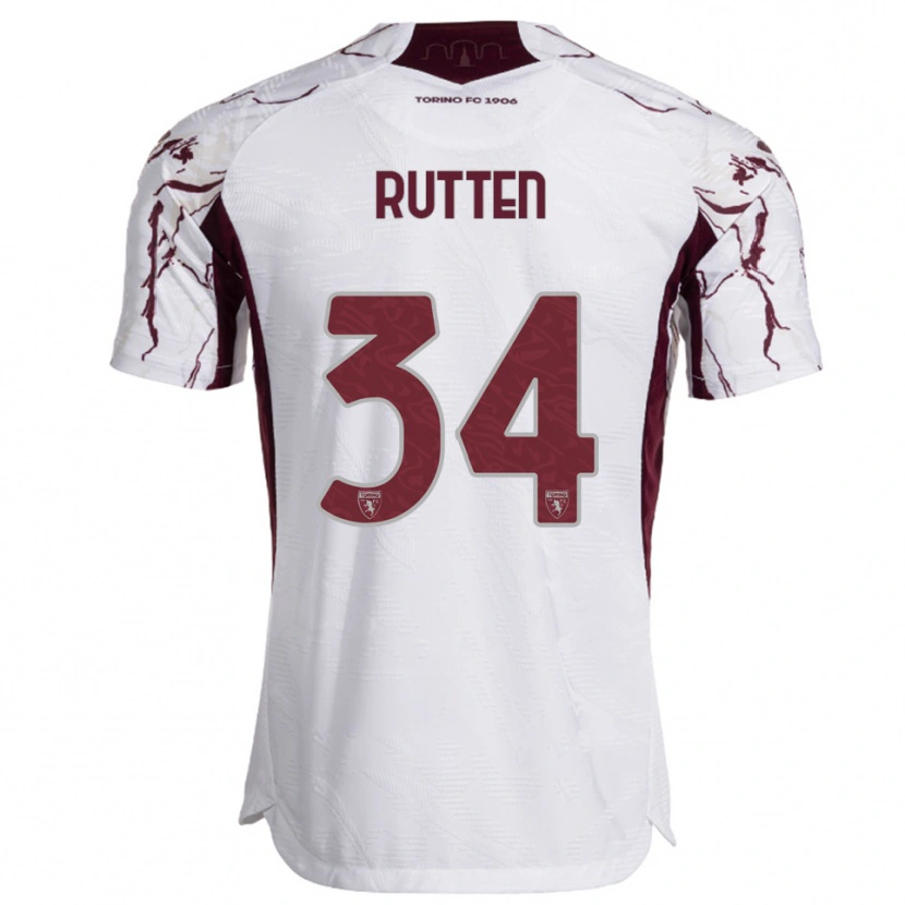Danxen Kinder Jill Rutten #34 Weiß Burgunderrot Auswärtstrikot Trikot 2025/26 T-Shirt Österreich