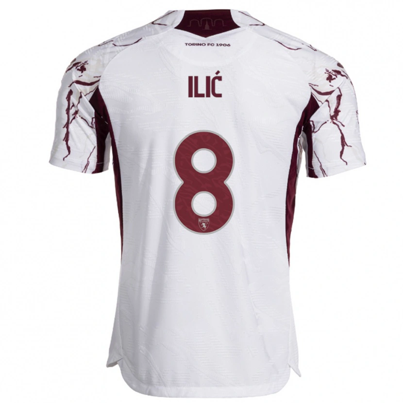 Danxen Kinder Ivan Ilić #8 Weiß Burgunderrot Auswärtstrikot Trikot 2025/26 T-Shirt Österreich