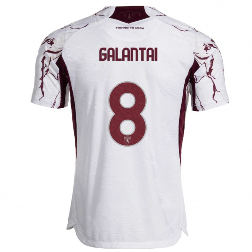 Danxen Kinder Tamás Galántai #8 Weiß Burgunderrot Auswärtstrikot Trikot 2025/26 T-Shirt Österreich
