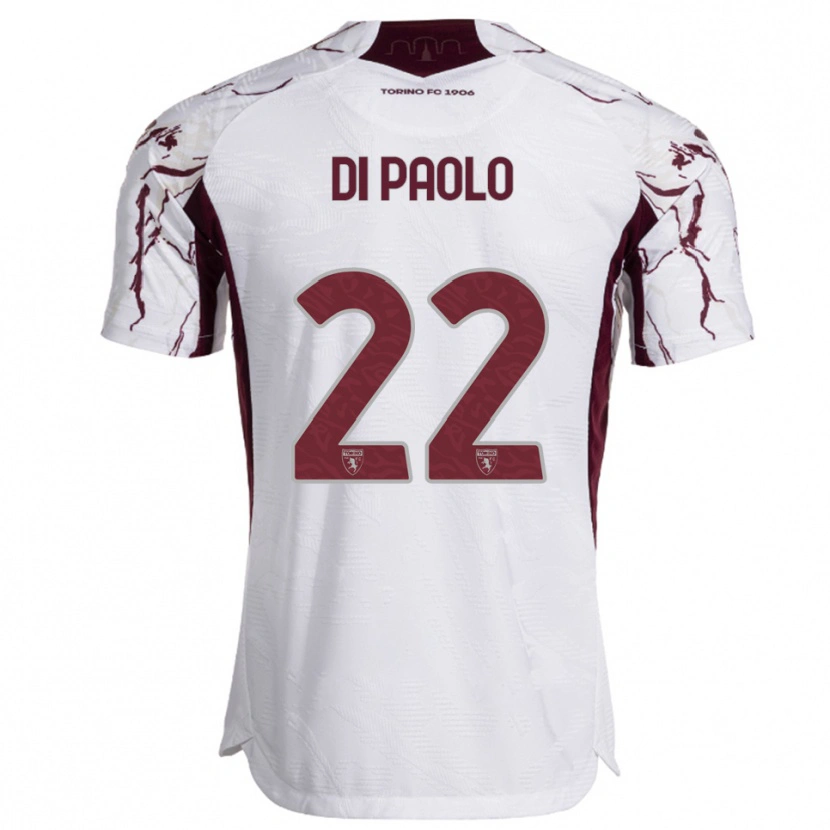Danxen Kinder Sebastiano Di Paolo #22 Weiß Burgunderrot Auswärtstrikot Trikot 2025/26 T-Shirt Österreich
