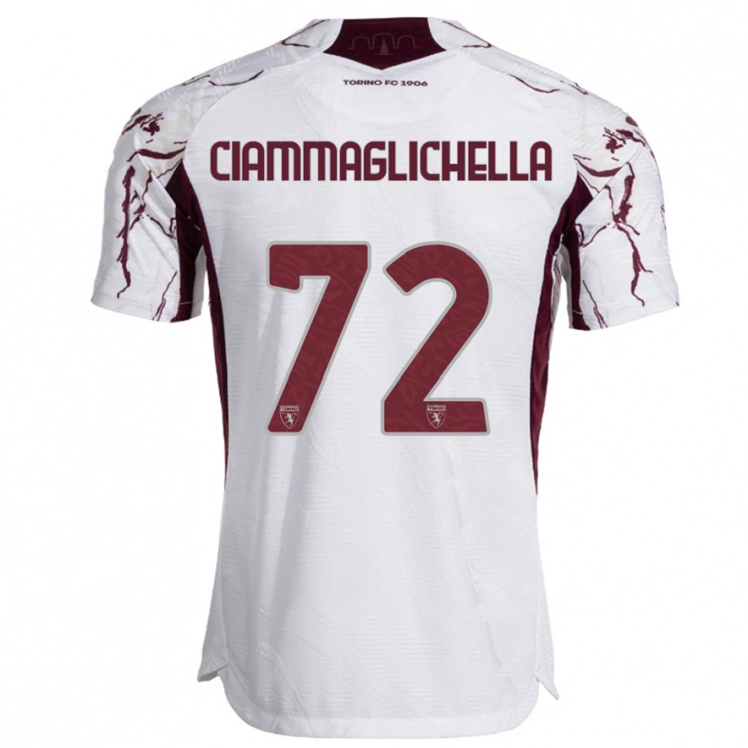 Danxen Kinder Aaron Ciammaglichella #72 Weiß Burgunderrot Auswärtstrikot Trikot 2025/26 T-Shirt Österreich