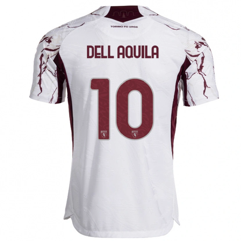 Danxen Kinder Francesco Dell'aquila #10 Weiß Burgunderrot Auswärtstrikot Trikot 2025/26 T-Shirt Österreich