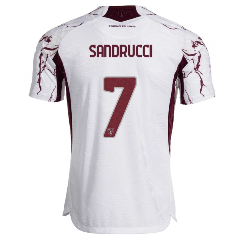 Danxen Kinder Romeo Sandrucci #7 Weiß Burgunderrot Auswärtstrikot Trikot 2025/26 T-Shirt Österreich