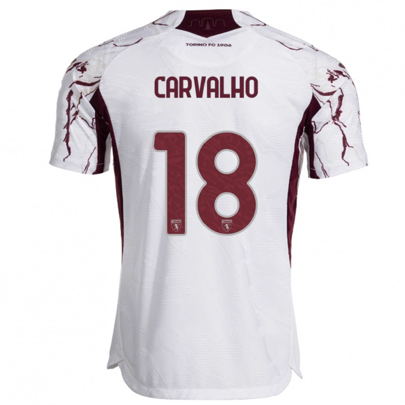 Danxen Kinder Lorenzo Carvalho #18 Weiß Burgunderrot Auswärtstrikot Trikot 2025/26 T-Shirt Österreich