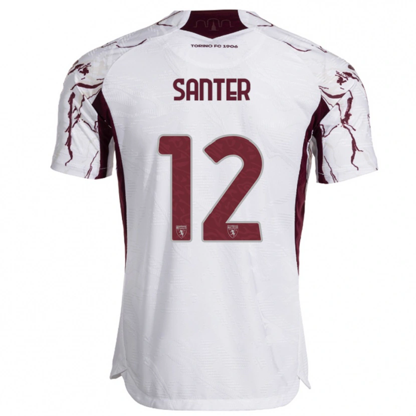 Danxen Kinder Leonardo Santer #12 Weiß Burgunderrot Auswärtstrikot Trikot 2025/26 T-Shirt Österreich