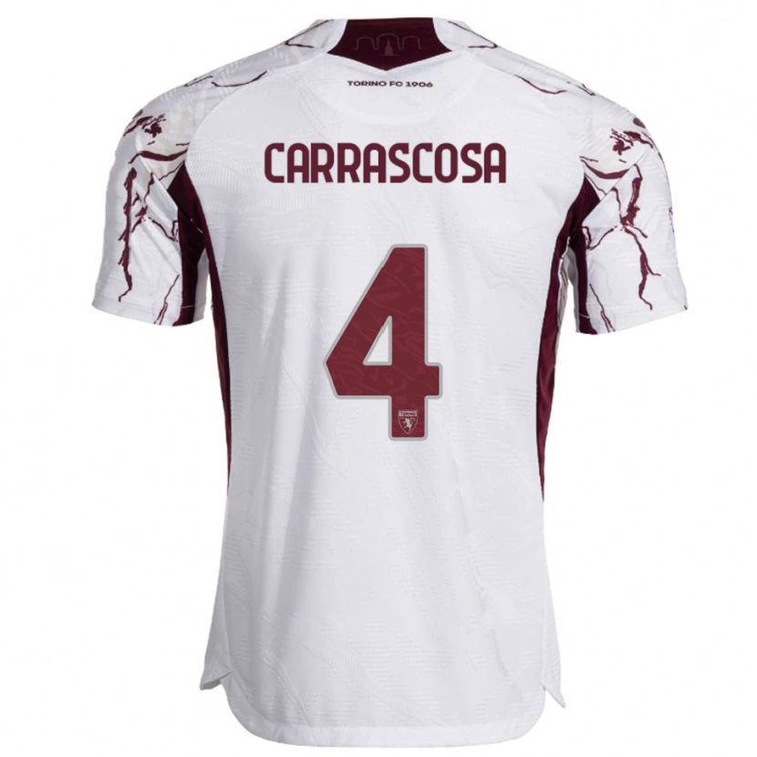 Danxen Kinder Manuel Carrascosa #4 Weiß Burgunderrot Auswärtstrikot Trikot 2025/26 T-Shirt Österreich