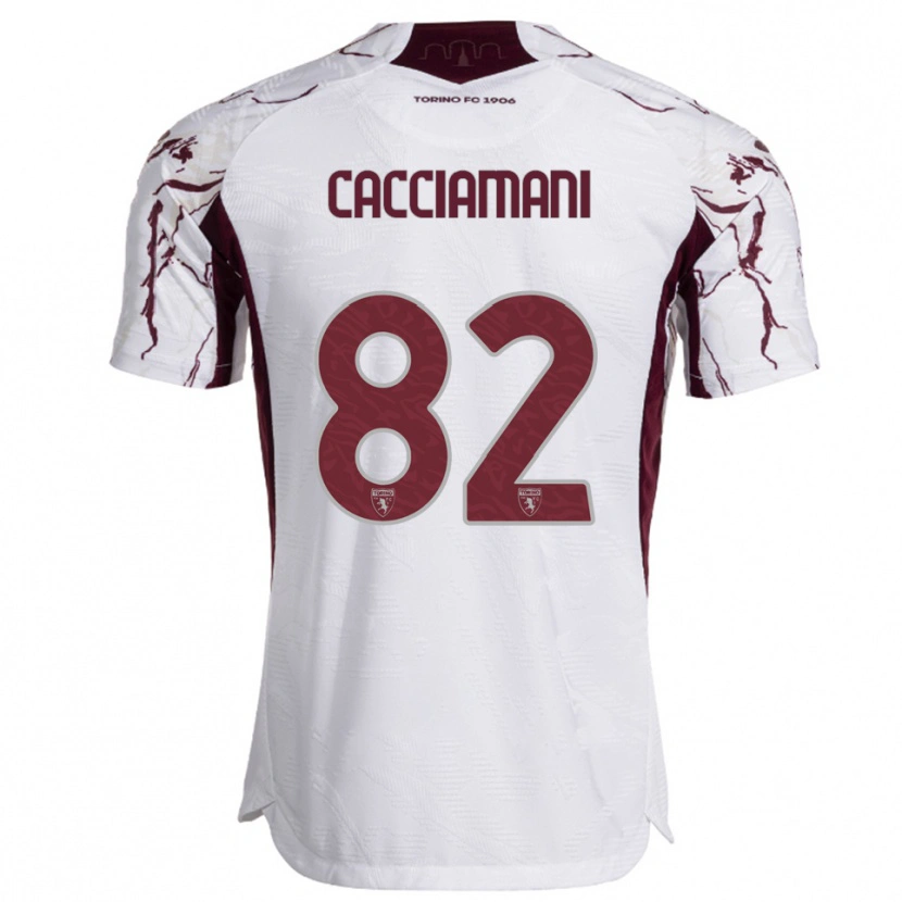 Danxen Kinder Alessio Cacciamani #82 Weiß Burgunderrot Auswärtstrikot Trikot 2025/26 T-Shirt Österreich