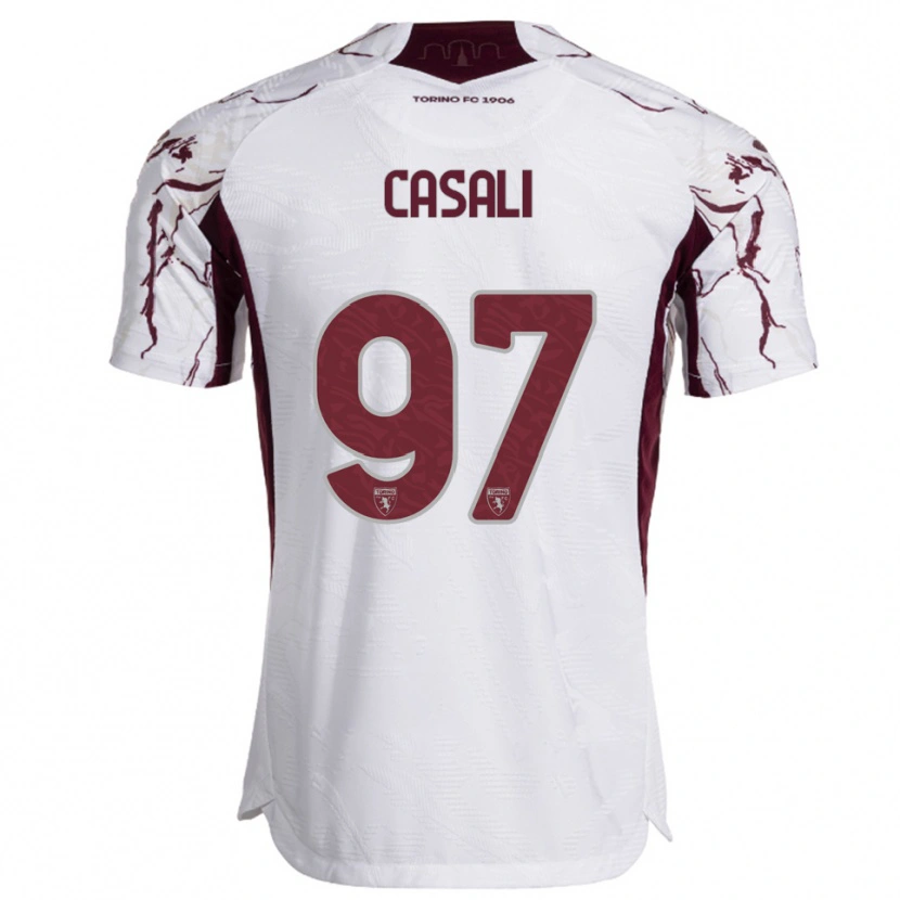 Danxen Kinder Michele Casali #97 Weiß Burgunderrot Auswärtstrikot Trikot 2025/26 T-Shirt Österreich