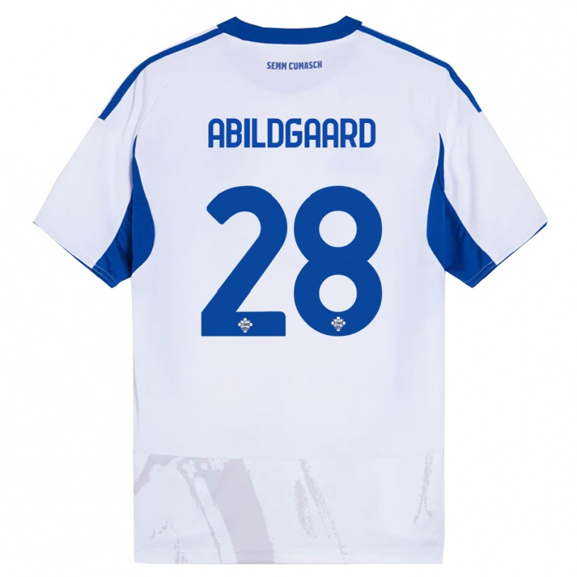 Danxen Kinder Oliver Abildgaard #28 Weiß Blau Auswärtstrikot Trikot 2025/26 T-Shirt Österreich