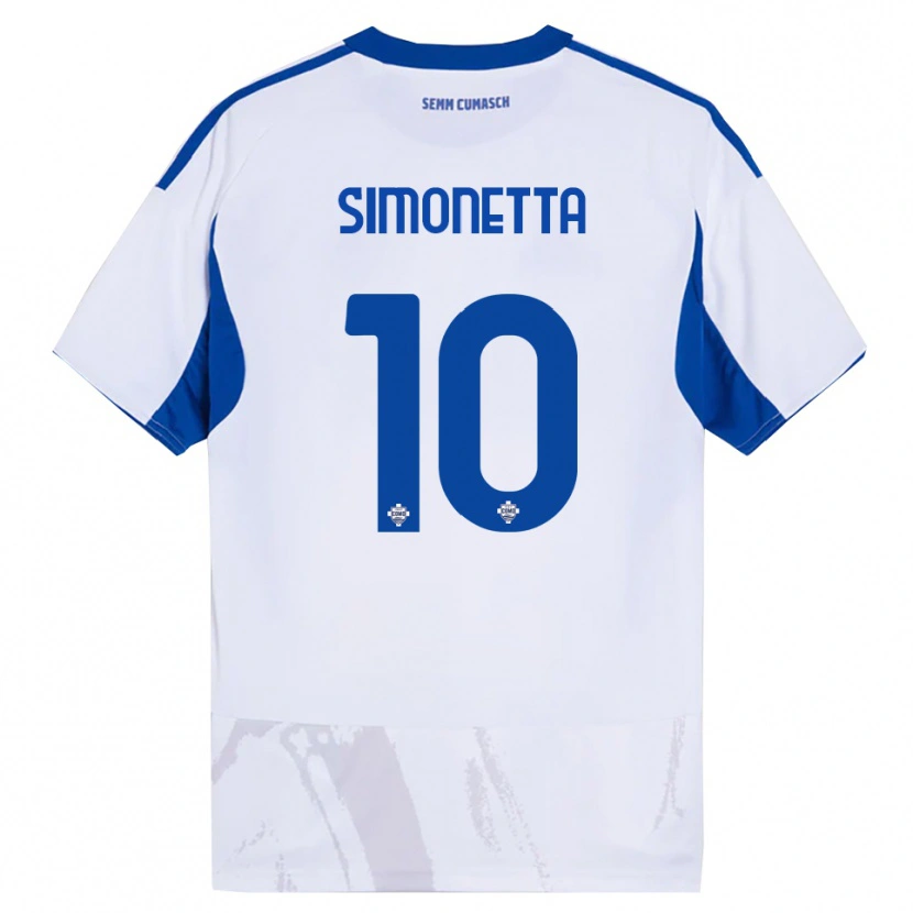 Danxen Kinder Jacopo Simonetta #10 Weiß Blau Auswärtstrikot Trikot 2025/26 T-Shirt Österreich