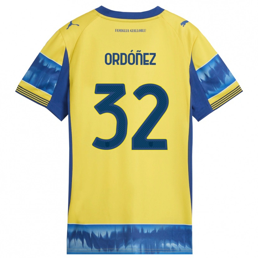 Danxen Kinder Christian Ordóñez #32 Gelb Blau Auswärtstrikot Trikot 2025/26 T-Shirt Österreich