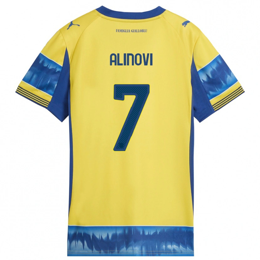 Danxen Kinder Filippo Alinovi #7 Gelb Blau Auswärtstrikot Trikot 2025/26 T-Shirt Österreich
