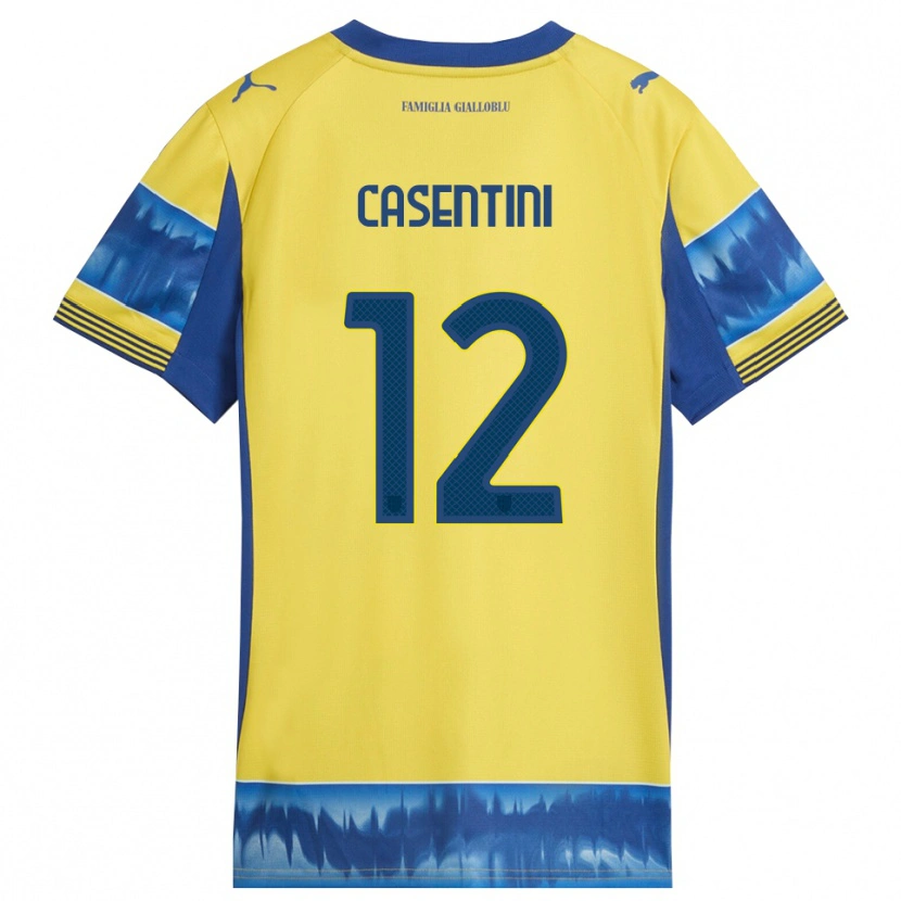 Danxen Kinder Gabriele Casentini #12 Gelb Blau Auswärtstrikot Trikot 2025/26 T-Shirt Österreich