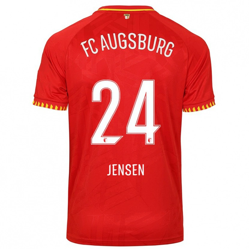 Danxen Kinder Fredrik Jensen #24 Rot Gelb Auswärtstrikot Trikot 2025/26 T-Shirt Österreich