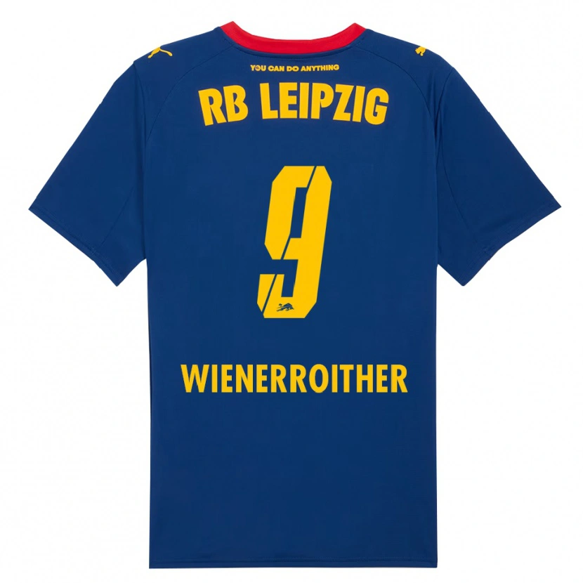 Danxen Kinder Katja Wienerroither #9 Marineblau Rot Auswärtstrikot Trikot 2025/26 T-Shirt Österreich