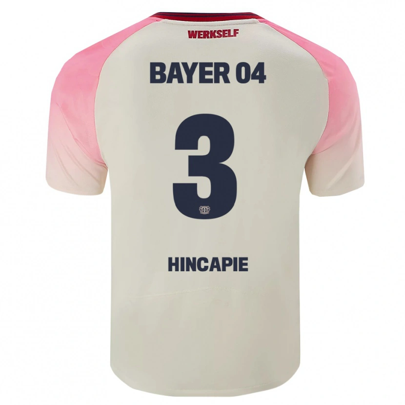 Danxen Kinder Piero Hincapié #3 Pink Cremeweiß Auswärtstrikot Trikot 2025/26 T-Shirt Österreich