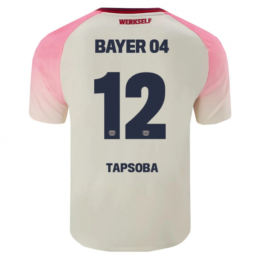 Danxen Kinder Edmond Tapsoba #12 Pink Cremeweiß Auswärtstrikot Trikot 2025/26 T-Shirt Österreich