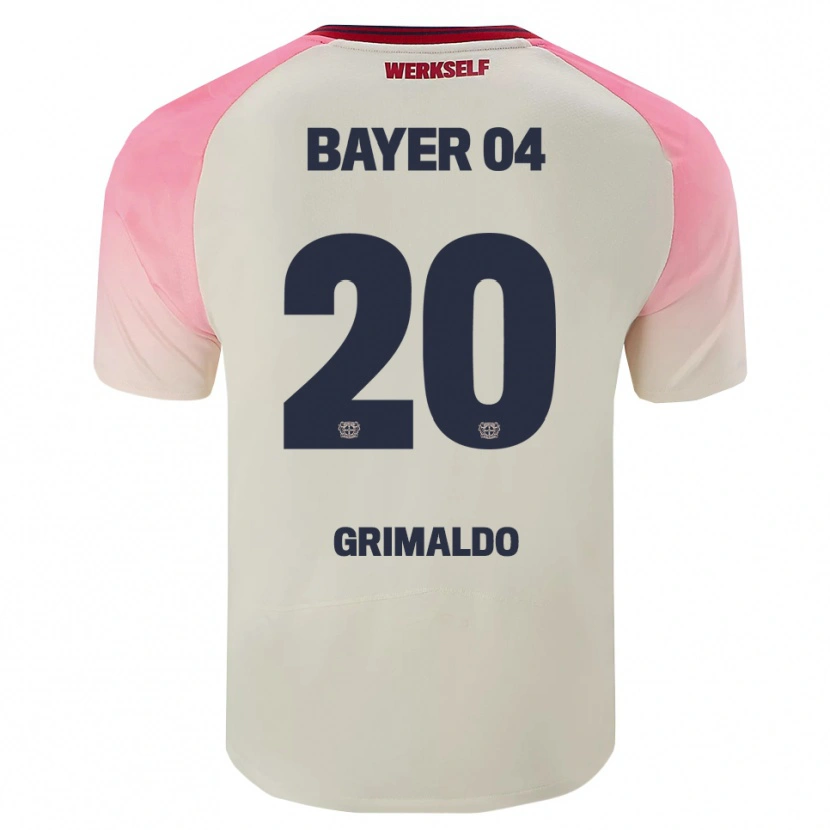 Danxen Kinder Alejandro Grimaldo #20 Pink Cremeweiß Auswärtstrikot Trikot 2025/26 T-Shirt Österreich