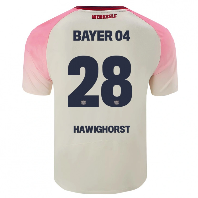 Danxen Kinder Ben Hawighorst #28 Pink Cremeweiß Auswärtstrikot Trikot 2025/26 T-Shirt Österreich