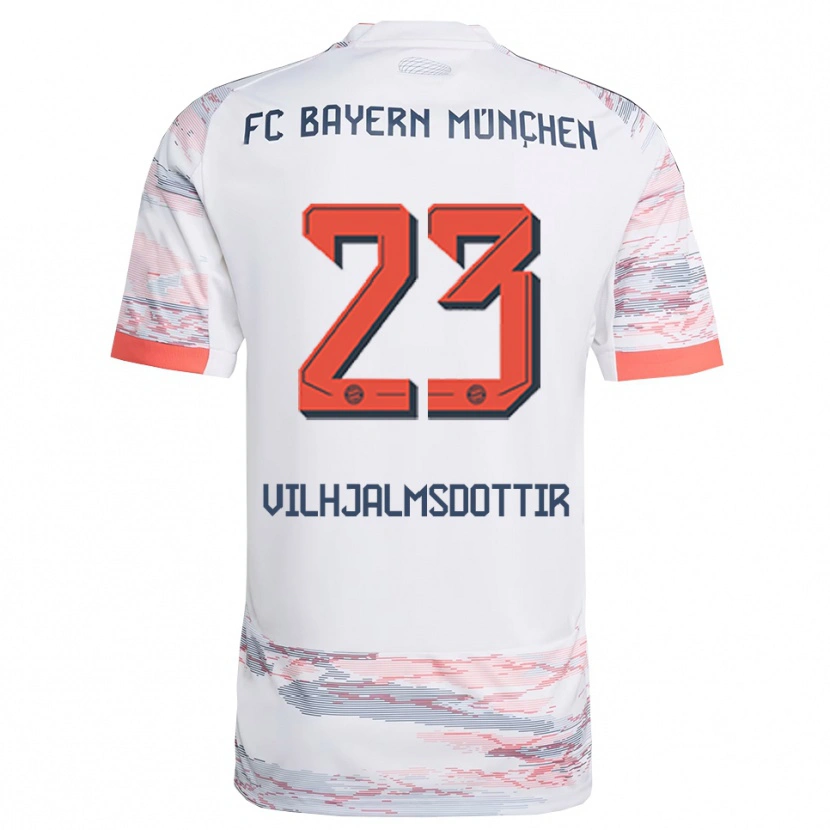Danxen Kinder Karolina Lea Vilhjalmsdottir #23 Weiß Grau Auswärtstrikot Trikot 2025/26 T-Shirt Österreich