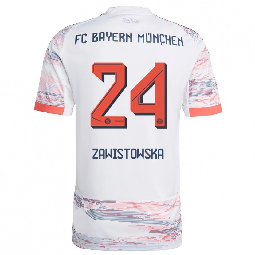 Danxen Kinder Weronika Zawistowska #24 Weiß Grau Auswärtstrikot Trikot 2025/26 T-Shirt Österreich