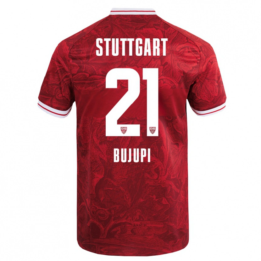 Danxen Kinder Eliot Bujupi #21 Rot Schwarz Auswärtstrikot Trikot 2025/26 T-Shirt Österreich