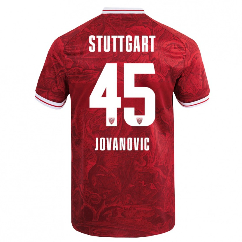 Danxen Kinder Lazar Jovanovic #45 Rot Schwarz Auswärtstrikot Trikot 2025/26 T-Shirt Österreich