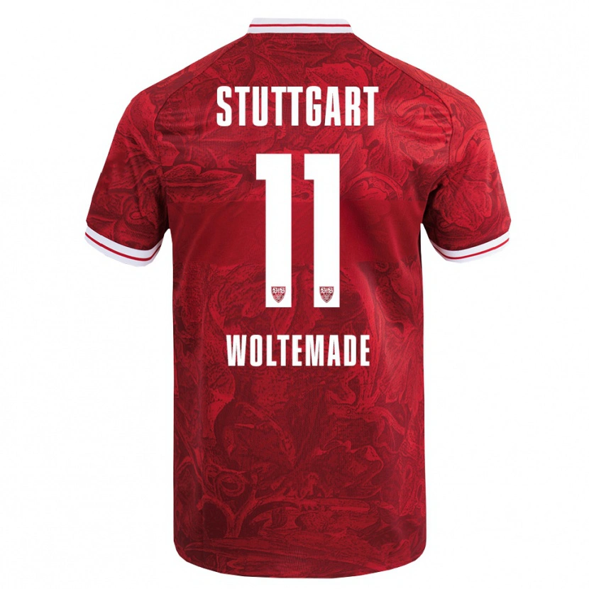 Danxen Kinder Nick Woltemade #11 Rot Schwarz Auswärtstrikot Trikot 2025/26 T-Shirt Österreich