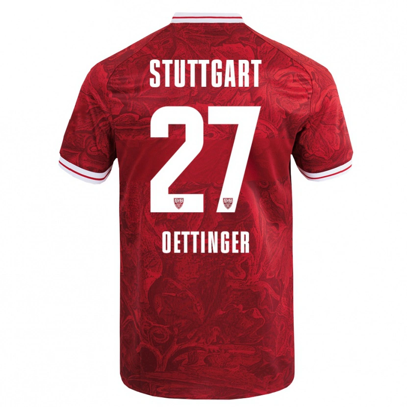 Danxen Kinder Jannik Oettinger #27 Rot Schwarz Auswärtstrikot Trikot 2025/26 T-Shirt Österreich