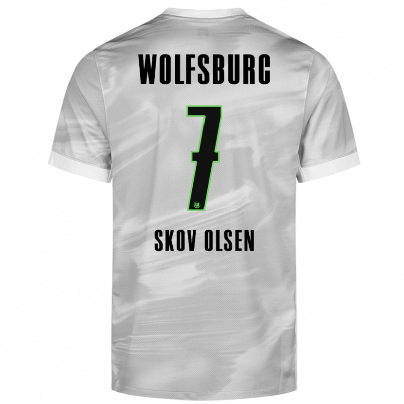 Danxen Kinder Andreas Skov Olsen #7 Grau Weiß Auswärtstrikot Trikot 2025/26 T-Shirt Österreich