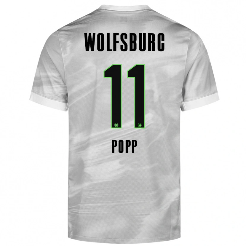 Danxen Kinder Alexandra Popp #11 Grau Weiß Auswärtstrikot Trikot 2025/26 T-Shirt Österreich