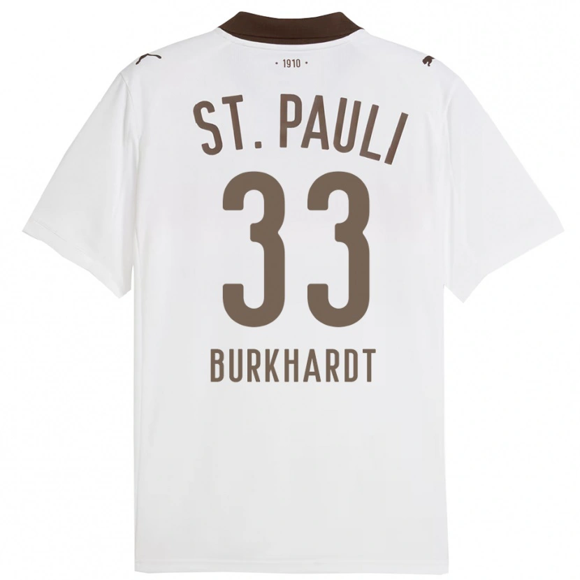 Danxen Kinder Jannik Burkhardt #33 Weiß Rot Auswärtstrikot Trikot 2025/26 T-Shirt Österreich