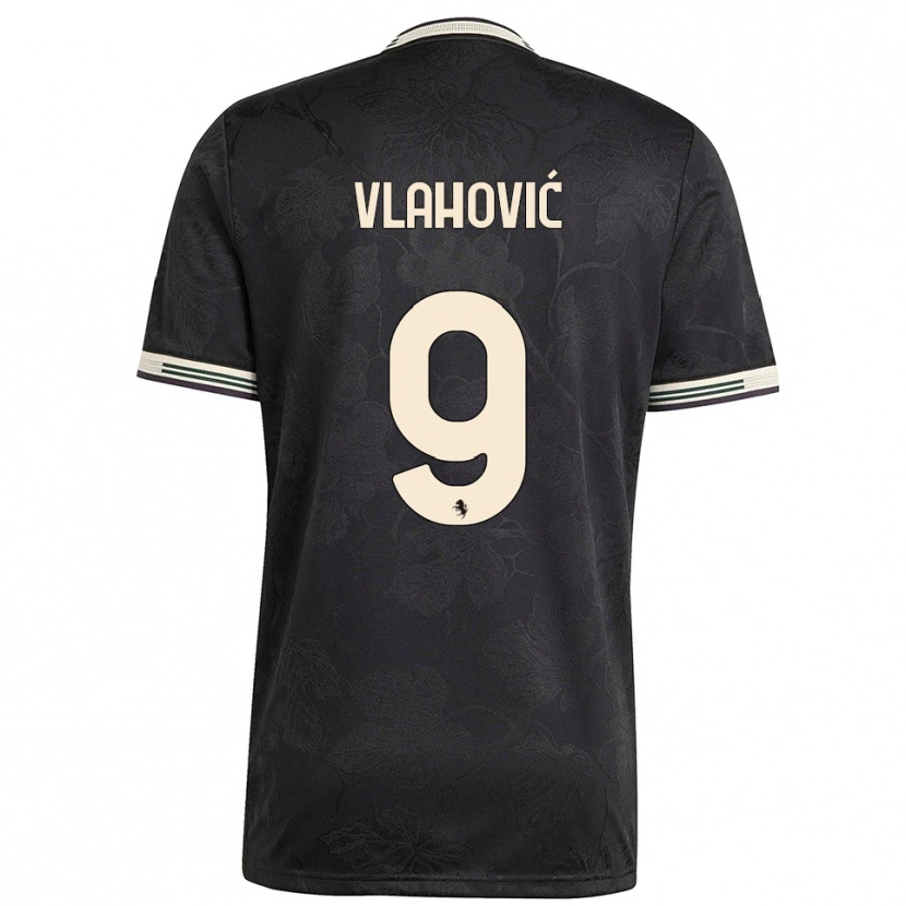 Danxen Kinder Dušan Vlahović #9 Schwarz Weiß Grün Ausweichtrikot Trikot 2025/26 T-Shirt Österreich