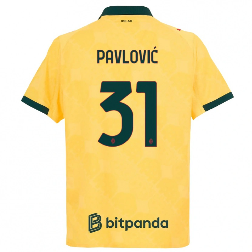 Danxen Kinder Strahinja Pavlović #31 Gelb Schwarz Ausweichtrikot Trikot 2025/26 T-Shirt Österreich