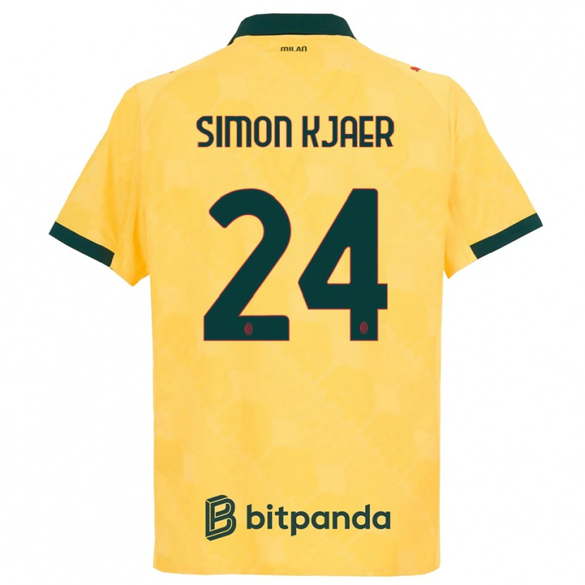 Danxen Kinder Simon Kjaer #24 Gelb Schwarz Ausweichtrikot Trikot 2025/26 T-Shirt Österreich