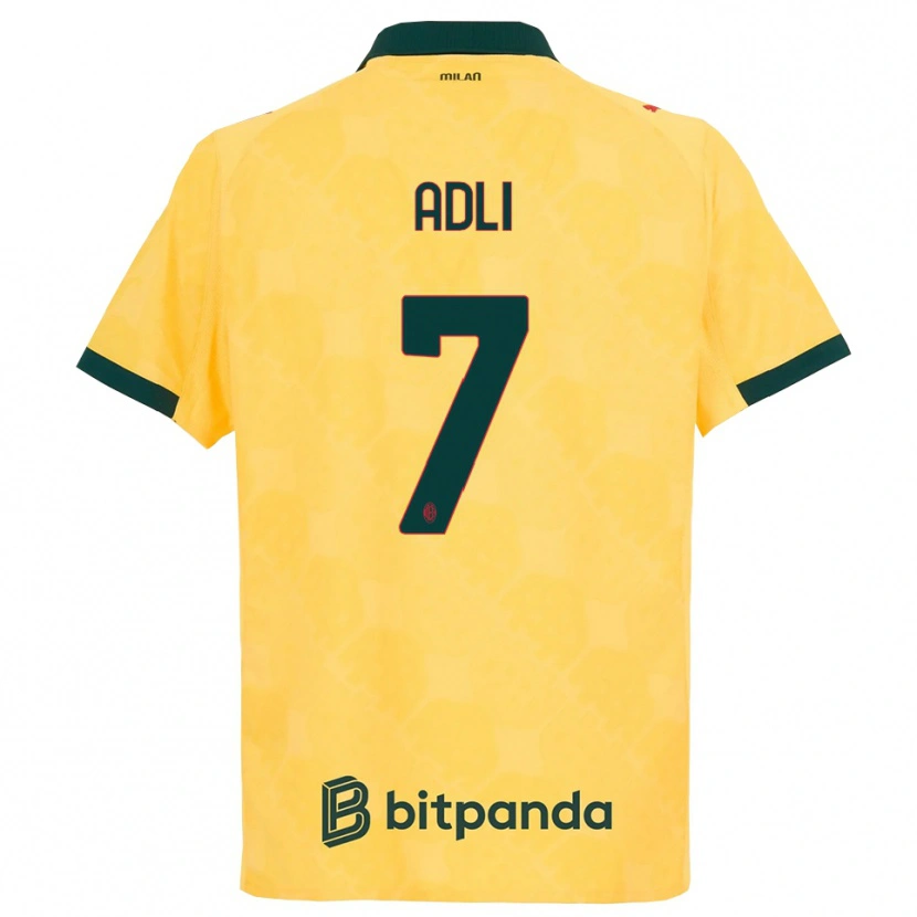 Danxen Kinder Yacine Adli #7 Gelb Schwarz Ausweichtrikot Trikot 2025/26 T-Shirt Österreich