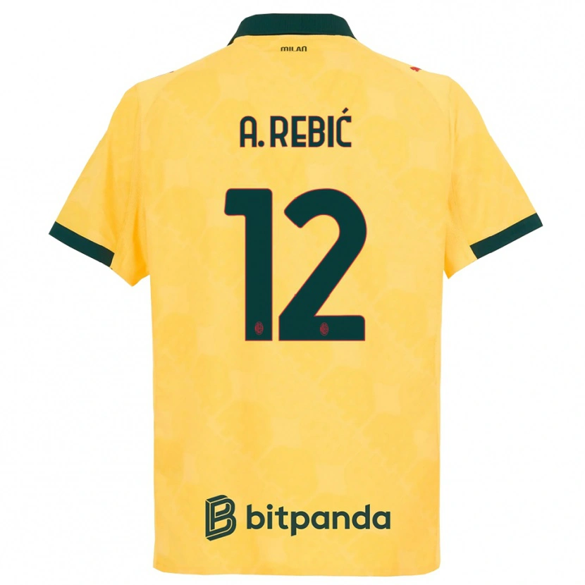 Danxen Kinder Ante Rebic #12 Gelb Schwarz Ausweichtrikot Trikot 2025/26 T-Shirt Österreich