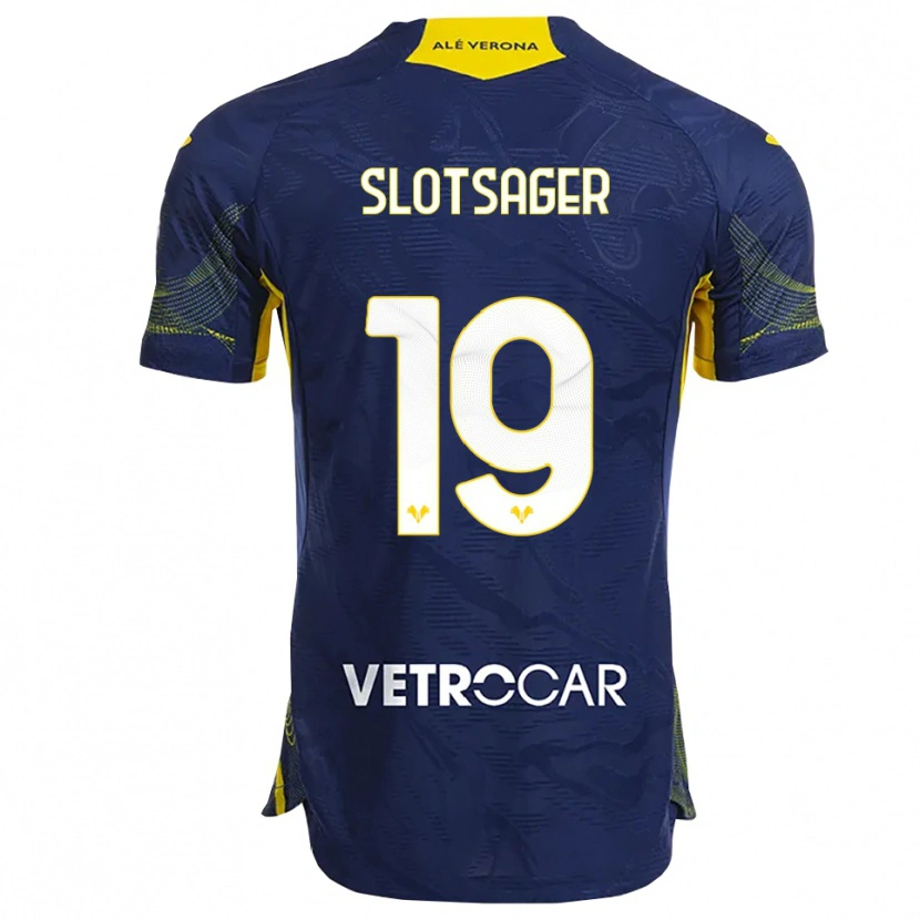 Danxen Herren Tobias Slotsager #19 Marineblau Gelb Heimtrikot Trikot 2025/26 T-Shirt Österreich