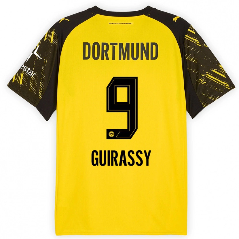 Danxen Herren Serhou Guirassy #9 Gelb Schwarz Heimtrikot Trikot 2025/26 T-Shirt Österreich