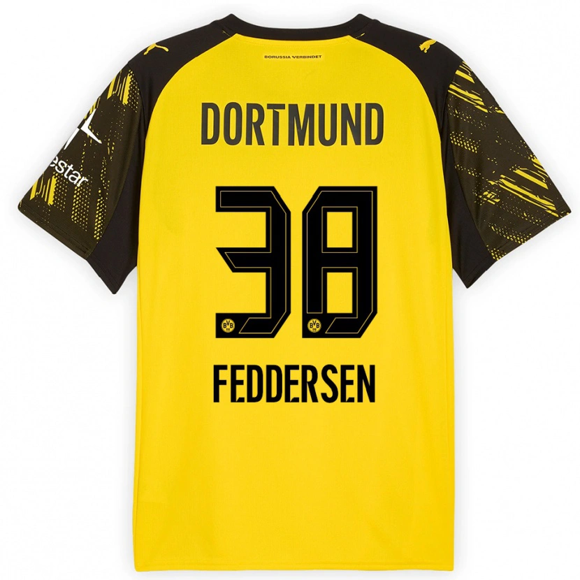 Danxen Herren Jonas Feddersen #38 Gelb Schwarz Heimtrikot Trikot 2025/26 T-Shirt Österreich
