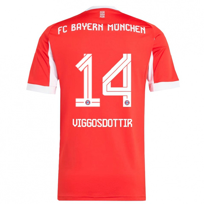 Danxen Herren Glodis Perla Viggosdottir #14 Rot Weiß Heimtrikot Trikot 2025/26 T-Shirt Österreich