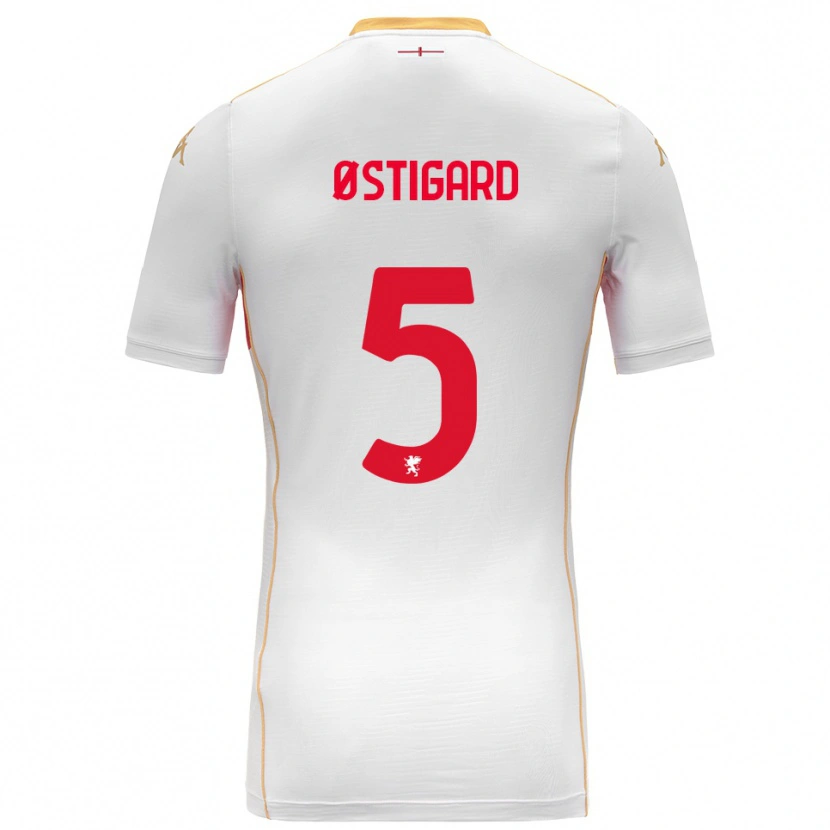 Danxen Herren Leo Østigård #5 Weiß Rot Auswärtstrikot Trikot 2025/26 T-Shirt Österreich