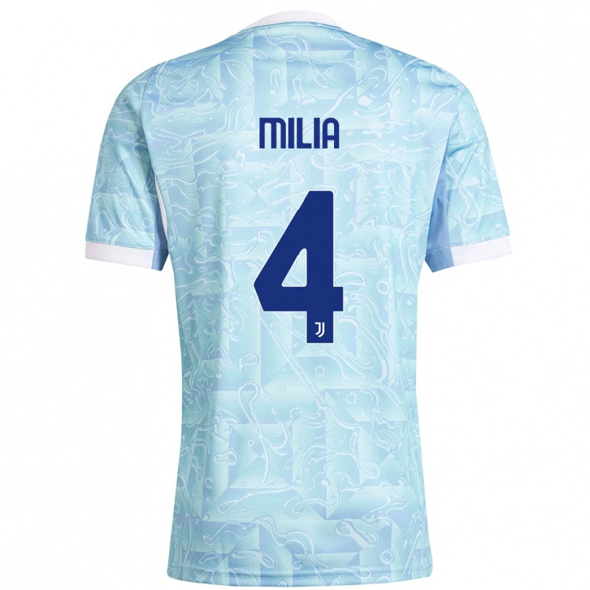 Danxen Herren Nicolò Milia #4 Himmelblau Gelb Auswärtstrikot Trikot 2025/26 T-Shirt Österreich