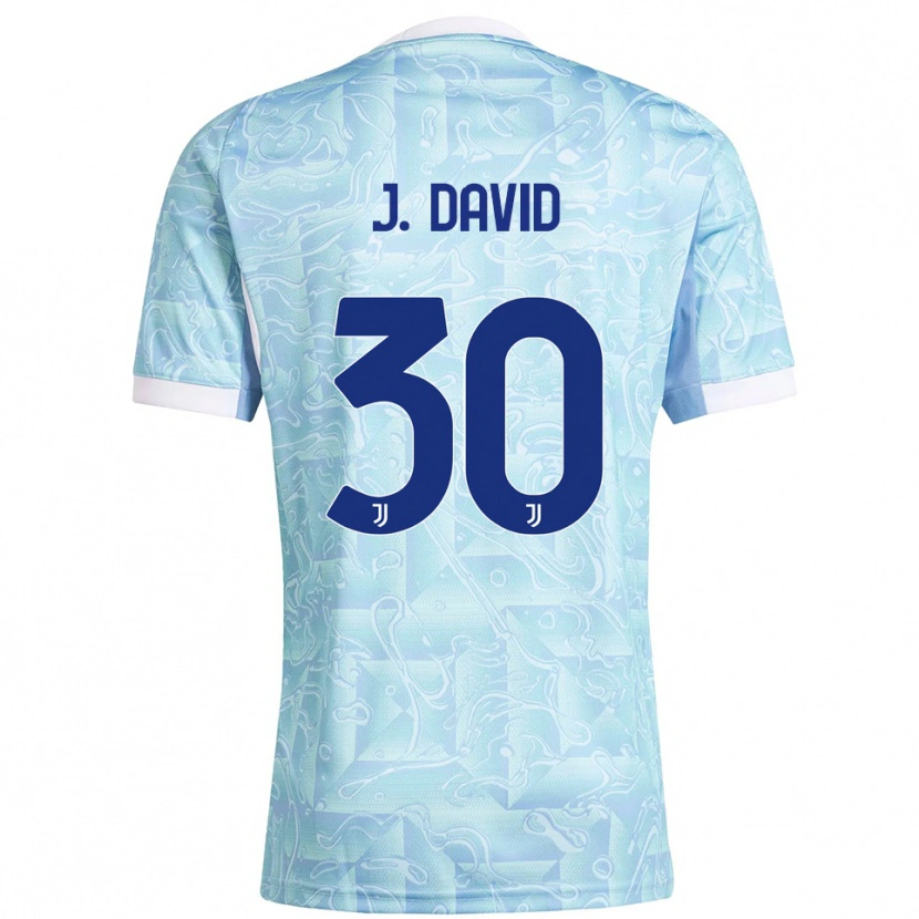 Danxen Herren Jonathan David #30 Himmelblau Gelb Auswärtstrikot Trikot 2025/26 T-Shirt Österreich