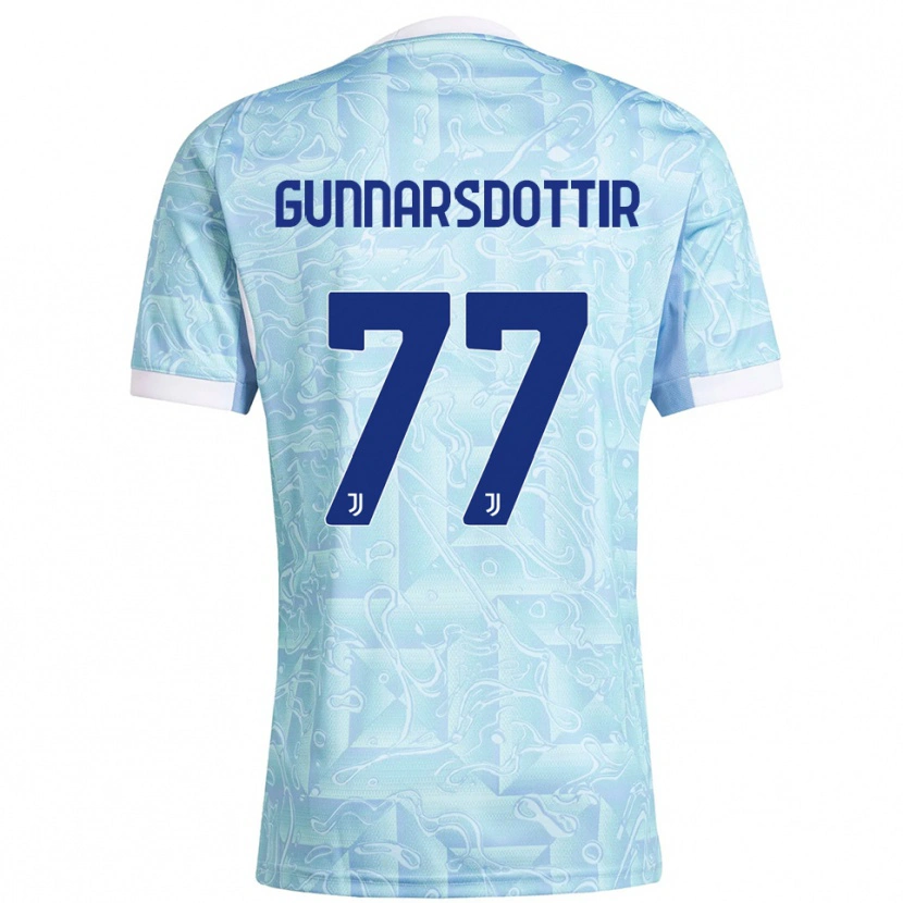 Danxen Herren Sara Bjork Gunnarsdottir #77 Himmelblau Gelb Auswärtstrikot Trikot 2025/26 T-Shirt Österreich