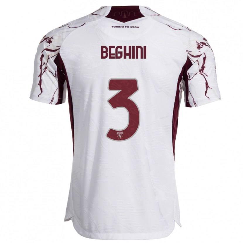 Danxen Herren Giulia Beghini #3 Weiß Burgunderrot Auswärtstrikot Trikot 2025/26 T-Shirt Österreich