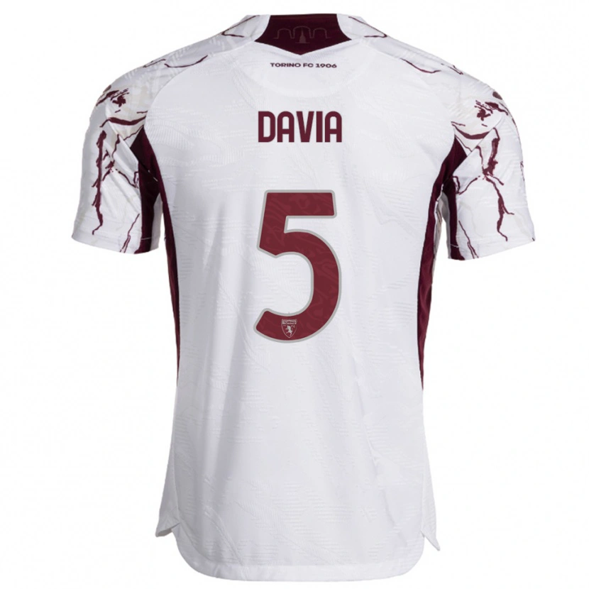 Danxen Herren Emiliano Davia #5 Weiß Burgunderrot Auswärtstrikot Trikot 2025/26 T-Shirt Österreich