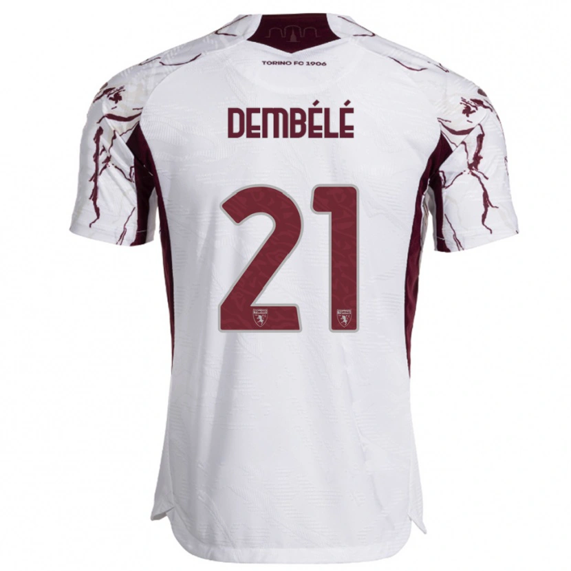 Danxen Herren Ali Dembélé #21 Weiß Burgunderrot Auswärtstrikot Trikot 2025/26 T-Shirt Österreich